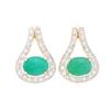 Image 1 : Plated 18KT Yellow Gold and Sterling Silver 2.55ctw Emerald and Diamond Earrings