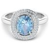 14KT White Gold 1.28ct Aquamarine and Diamond Ring
