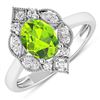 14KT White Gold 1.05ctw Peridot and Diamond Ring