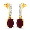Image 2 : 14KT Yellow Gold 1.7ctw Ruby and Diamond Earrings