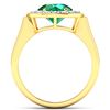 Image 4 : 14KT Yellow Gold 1.8ct Zambian Emerald and Diamond Ring