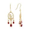Image 2 : Plated 18KT Yellow Gold and Sterling Silver 4.50ctw Ruby Earrings