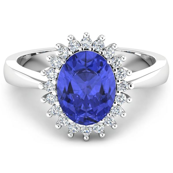 14KT White Gold 1.09ct Tanzanite and Diamond Ring