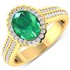 Image 1 : 14KT Yellow Gold 1.53ct Zambian Emerald and Diamond Ring
