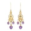 Image 1 : Plated 18KT Yellow Gold and Sterling Silver 2.61ctw Amethyst Earrings