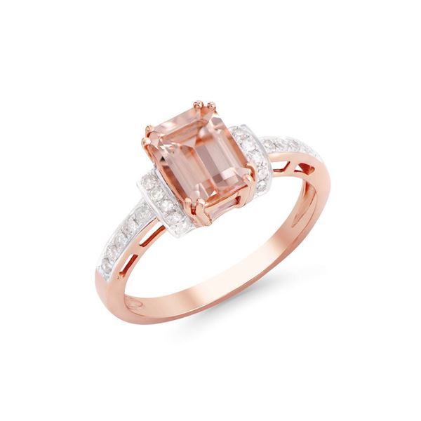 14KT Rose Gold 1.45ct Morganite and Diamond Ring
