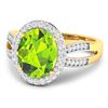 Image 2 : 14KT Yellow Gold 3.85ctw Peridot and Diamond Ring