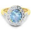 Image 3 : 14KT Yellow Gold 1.9ct Aquamarine and Diamond Ring