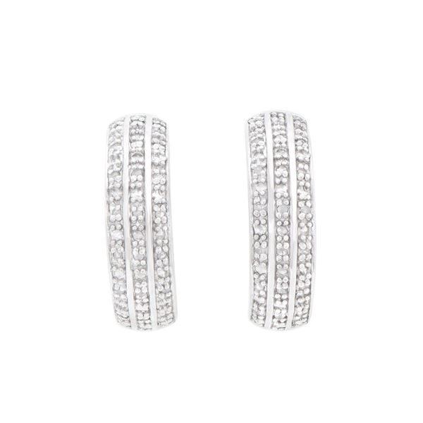 Plated Rhodium and Sterling Silver 0.32ctw Diamond Earrings