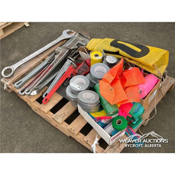 QTY OF WRENCHES W/MISC TAPE AND MARKERS