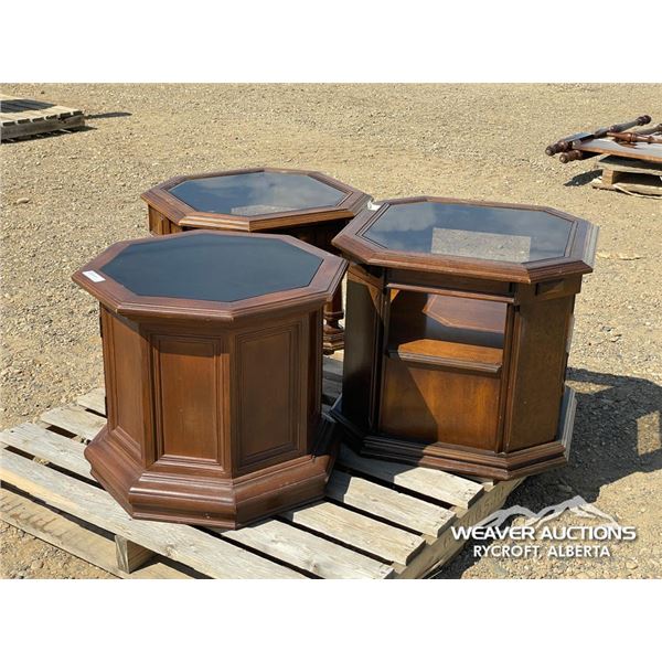 (3) WOODEN SIDE TABLES