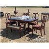 Image 3 : WOODEN TABLE W/CHAIRS & BENCH