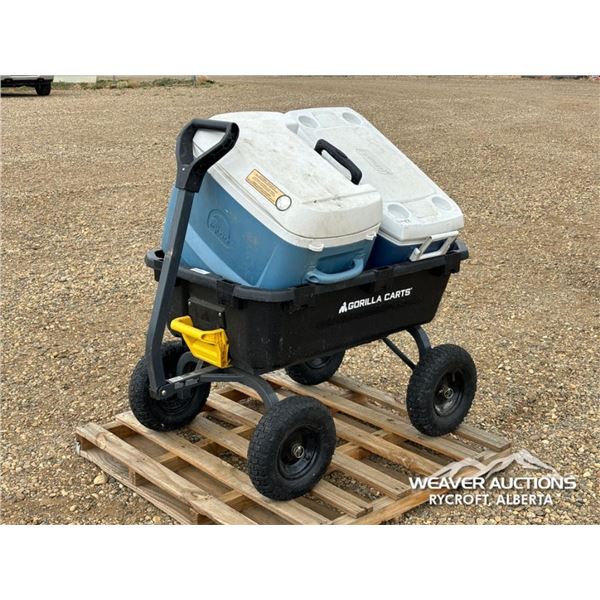 4 WHEEL GORILLA  CART & (2) COOLERS