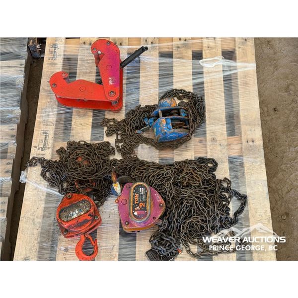 (3) ASSORTED MANUAL CHAIN HOIST & LIFTING CLAMP