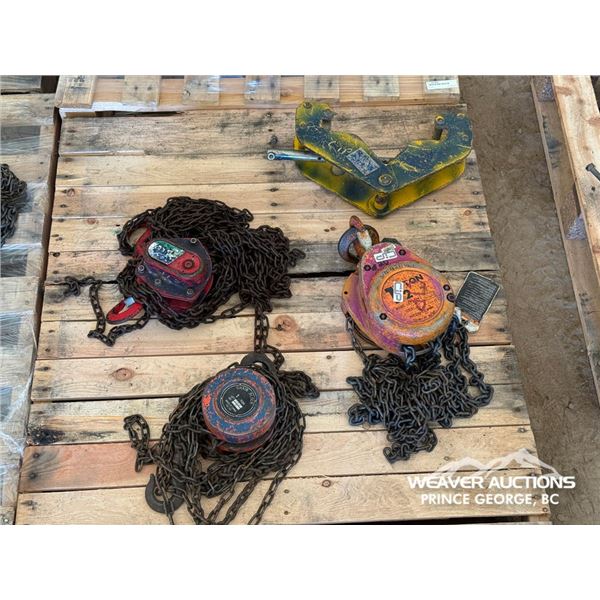 (3) ASSORTED MANUAL CHAIN HOIST & LIFTING CLAMP