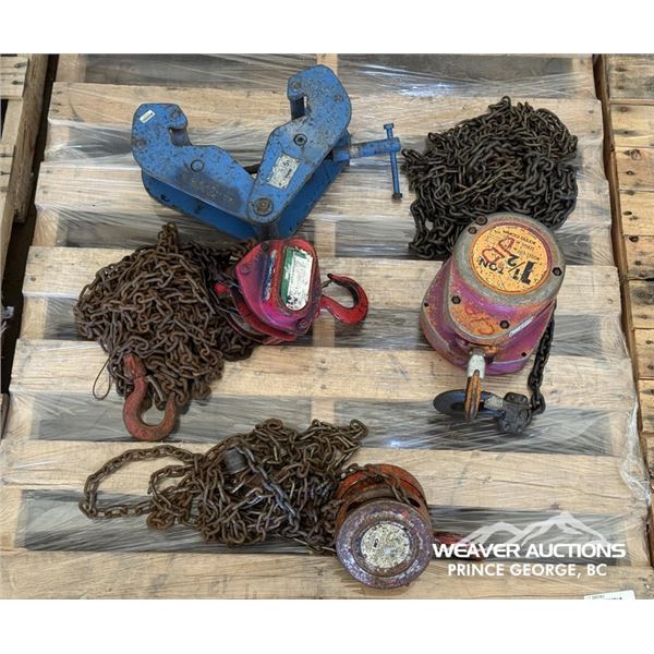 (3) ASSORTED MANUAL CHAIN HOIST & LIFTING CLAMP