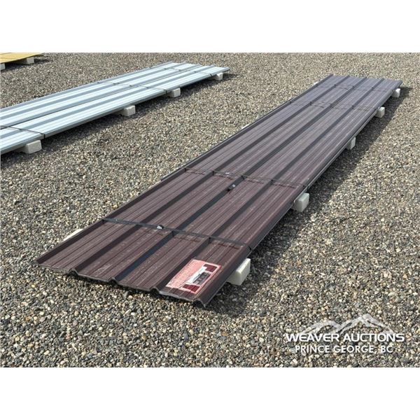 (20) BROWN METAL 20 FT. ROOF PANELS