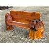 Image 1 : BEAR AND EAGLE CEDAR CARVED BENCH