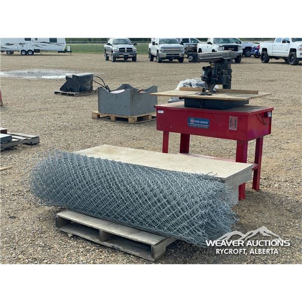 CHAIN LINK FENCE, PARTS WASHER, JOCKEY BOX & SAW