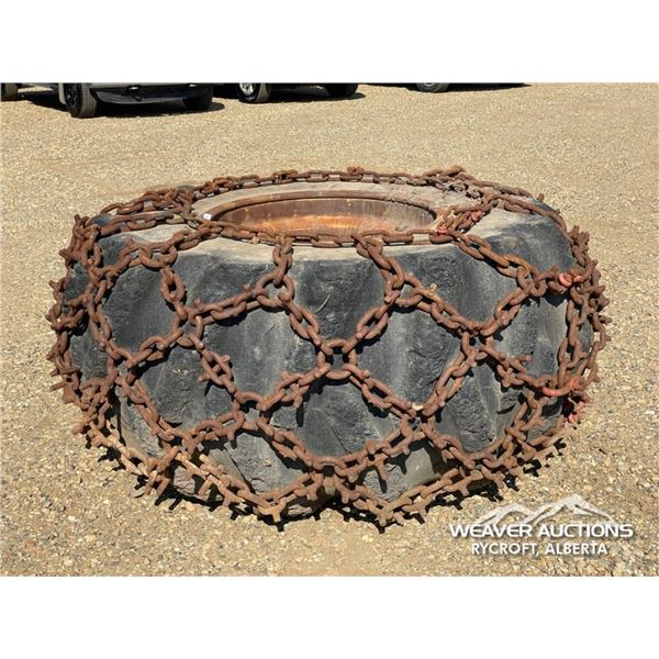 (1) FIRESTONE 30.5L-32 FORESTRY TIRE, RIM & CHAIN