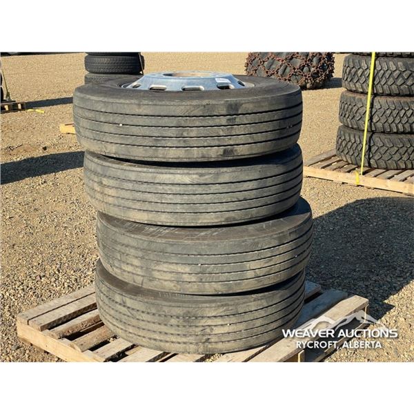 (4) MICHELIN 275/80R22.5 TIRES W/ ALUMINUM RIMS