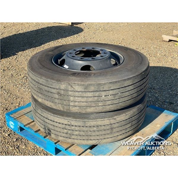 (2) MICHELIN 275/80R22.5 TIRES W/ STEEL RIMS