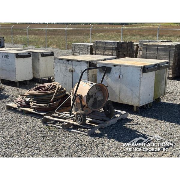 (4) TOOL BOXES W/ AIR HOSE & (2) ELECTRIC HEATERS