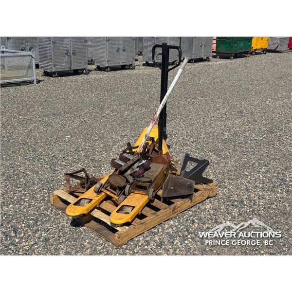 PALLET JACK & (2) FLOOR JACKS W/ JACK STANDS