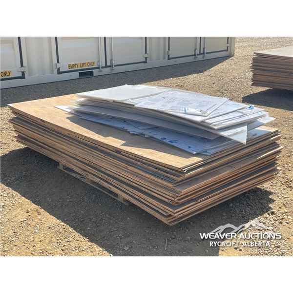QTY OF 4 X 8 FT. PLYWOOD W/POLYCARBONATE SHEETS