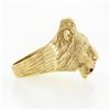 Image 5 : Mens 14k Yellow Gold.13 ctw Ruby Diamond Eyes Detailed Textured 3D Lion Head Rin