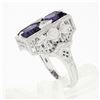 Image 8 : 14K White Gold 1.80 ctw Amethyst & Diamond Filigree Etched Milgrain Platter Ring