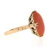 Image 6 : Vintage 14k Yellow Gold GIA Oval Cabochon Salmon Orange Coral Solitaire Ring