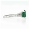 Image 5 : Vintage Platinum 3.04 ctw GIA Round Brilliant Green Emerald Baguette Diamond Rin