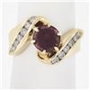 Image 1 : 14k Gold Round Pink Tourmaline w/ 0.30 ctw Diamond Channel Accents Bypass Ring