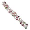 Image 5 : 18K Gold Oval Cabochon 49.55 ctw Multi Color Tourmaline Diamond Wide Bracelet