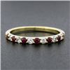 Image 2 : 14K Gold 0.53 ctw Alternating Round Brilliant Ruby & Diamond Prong Stack Band Ri