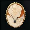 Image 2 : Vintage 14k Gold Carved Shell Cameo w/ Necklace & Twisted Wire Frame Pin Brooch