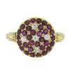 Image 4 : Antique 18K Yellow Gold 1.06 ctw Old Cut Pave Set Ruby & Diamond Platter Ring