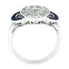 Image 9 : NEW 18k Gold 1.66 ctw GIA Round Diamond Baguette Halo Sapphire Bezel Milgrain Ri