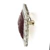 Image 5 : Vintage Platinum Floral Carved Ruby 2.88 ctw Old European Diamond Halo Pin Brooc
