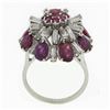 Image 1 : Vintage 18K White Gold 7 ctw Ruby & Baguette Diamond Tiered Cluster Cocktail Rin