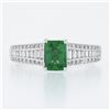 Image 4 : 14K White Gold 1.71 ctw Emerald Cut Emerald Solitaire w/ Diamond Accents Ring