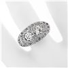 Image 3 : Antique Art Deco 14K White Gold 1.45 ctw 2 Old European Diamond Pave Cluster Rin