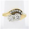 Image 1 : Vintage 14k TT Gold .82 ctw Diamond Textured & Polished Statement Cocktail Ring