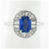 Image 3 : Platinum & 18k Gold GIA Burma NO HEAT Sapphire Baguette Diamond Ballerina Ring