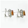 Image 4 : FINE 18K White Gold 7.80 ctw Oval Citrine & Brilliant Diamond Double Halo Earrin
