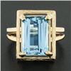 Image 2 : Vintage 14k Gold 4.72 ctw Emerald Cut Aquamarine w/ Textured Frame Solitaire Rin