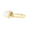 Image 5 : Classic Vintage 18K Yellow Gold 8mm Round White Pearl Solitaire Open Work Ring