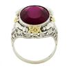 Image 8 : Antique Art Deco 14k Gold Oval Synthetic Ruby & Seed Pearl Floral Filigree Ring