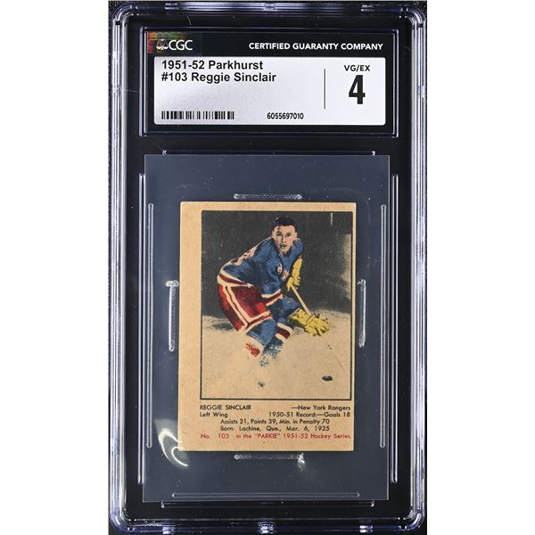 1951-52 Parkhurst #103 Reggie Sinclair RC (CGC 4)